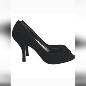 Nickles Soft Leather Black Upper Pump Peeptoe Shoes Size 9M